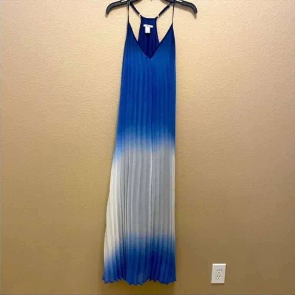 Bar III Women's Blue White Ombre Pleated Maxi Dress Size S